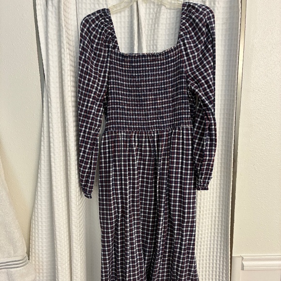 J Crew Plaid Smocked Square Neck Flannel Dress - Picture 1 of 8